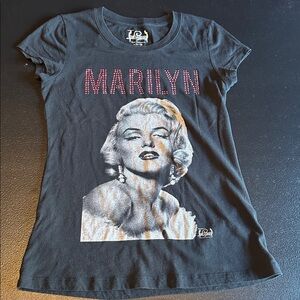 Hollywood Legends Marilyn Monroe Graphic Black T-Shirt Junior Size L (11-13)